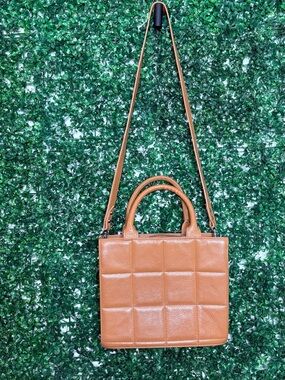 Sofia Cardoni Italian Leather Classic Quilted Tan Crossbody Tote